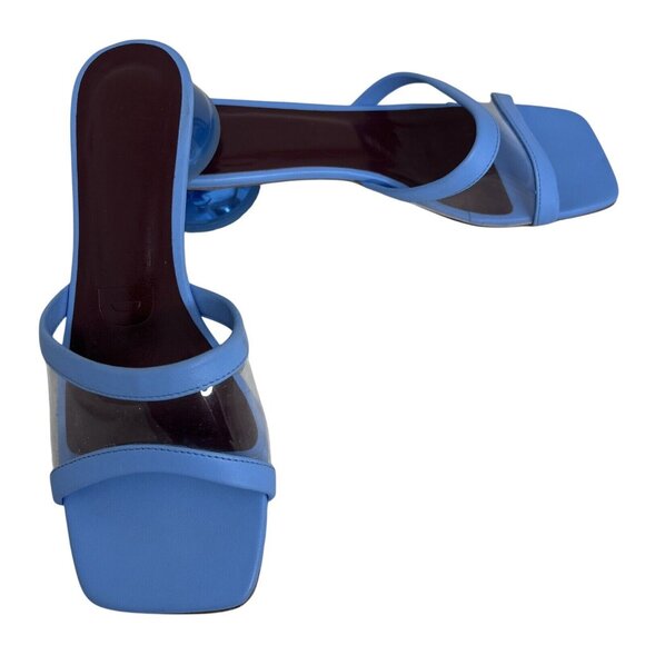 Staud Simone Clear Mule Heels Size 37 Blue & Clear Design - Picture 1 of 6